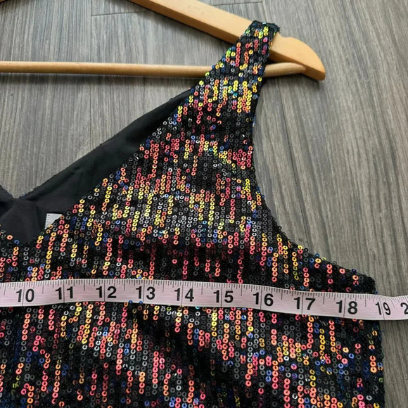 Loft Women's Blouse Top Size M Black Sequin 100% Polyester Sleeveless V-Neck NEW - Picture 6 of 8